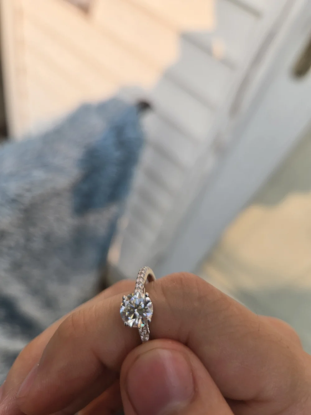 Sparkling Sterling Silver Moissanite Engagement Ring (0.95 CT Center)